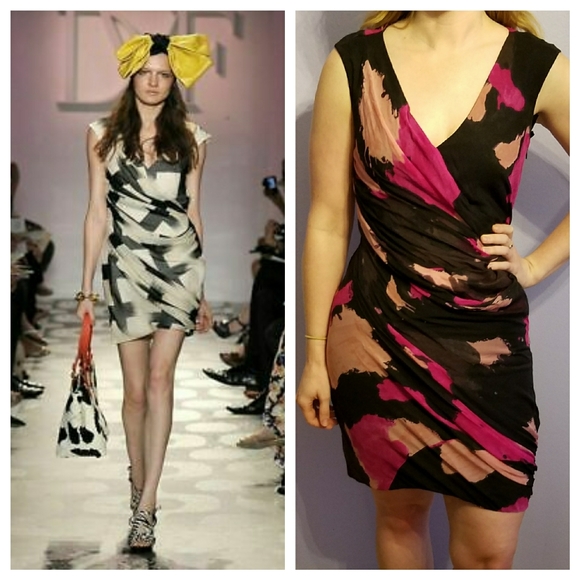 Diane Von Furstenberg Dresses & Skirts - DVF Silk Francia Ruche Faux Wrap Cocktail Dress